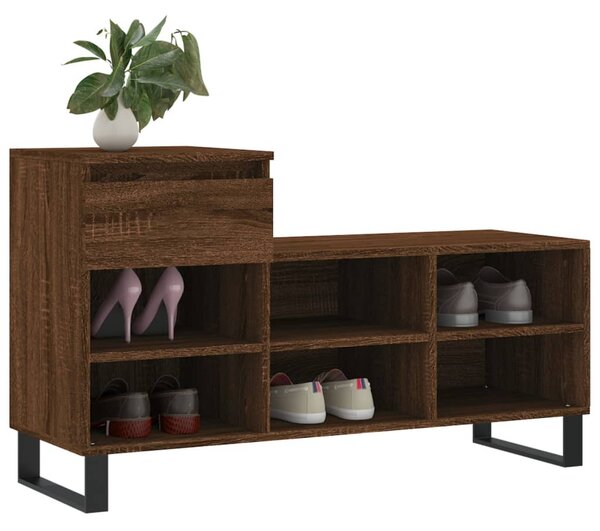 Barna tölgyszínű szerelt fa cipősszekrény 102x36x60 cm