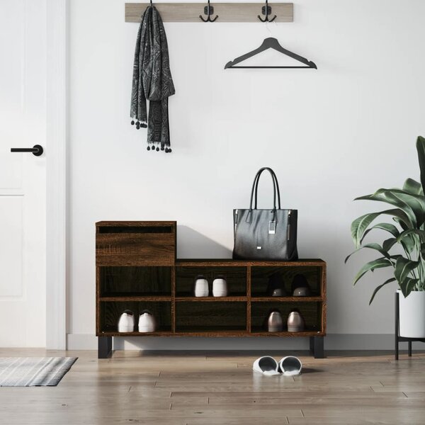 Barna tölgyszínű szerelt fa cipősszekrény 102x36x60 cm