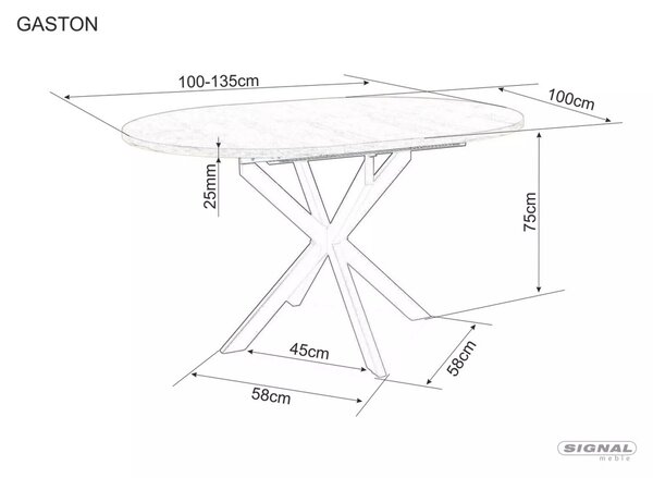 Gaston bővíthető étkezőasztal fekete 100-135cm