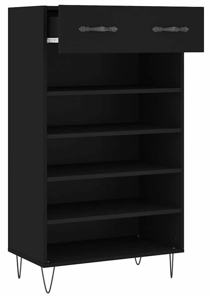 Fekete szerelt fa cipőszekrény 60 x 35 x 105 cm