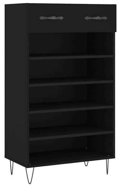 Fekete szerelt fa cipőszekrény 60 x 35 x 105 cm
