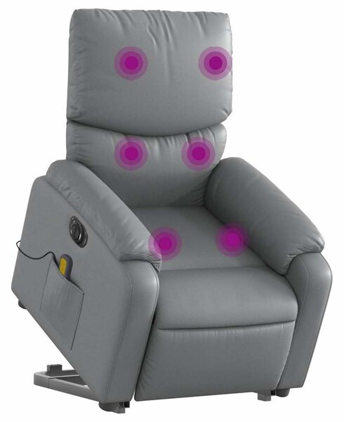 Elektromos szürke műbőr felállást segítő dönthető masszázsfotel