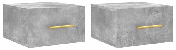 2 db betonszürke falra szerelhető éjjeliszekrény 35x35x20 cm