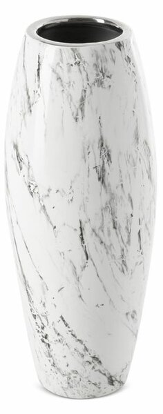 Sana 03 kerámia váza márványos mintával Fehér/ezüst 12x12x30 cm