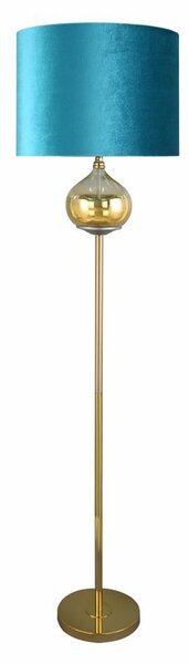 Lotos9 állólámpa bársony búrával Türkiz/arany 43x157 cm