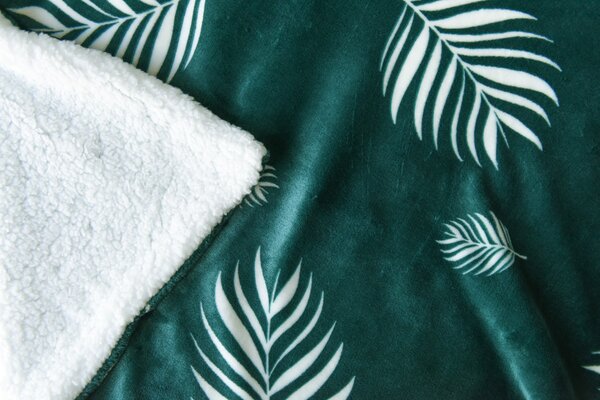 Naturtex sherpa pléd 150x200 cm - zöld-fehér leveles