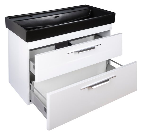 TMP LUX 100D fali fürdőszobabútor - CeraStyle SHARP FEKETE DUPLA csaplyukas mosdóval - 100 x 48 cm