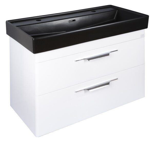 TMP LUX 100D fali fürdőszobabútor - CeraStyle SHARP FEKETE DUPLA csaplyukas mosdóval - 100 x 48 cm