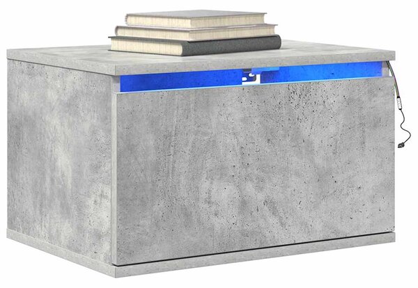 Betonszürke falra szerelhető éjjeliszekrény LED-világítással