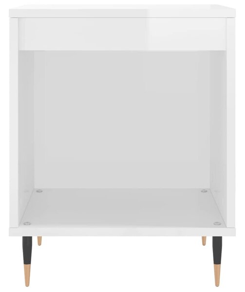 2 db magasfényű fehér szerelt fa éjjeliszekrény 40x35x50 cm