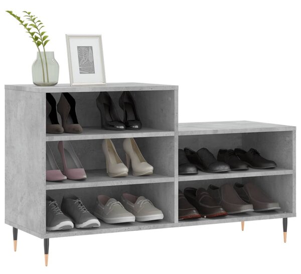 Betonszürke szerelt fa cipőszekrény 102x36x60 cm