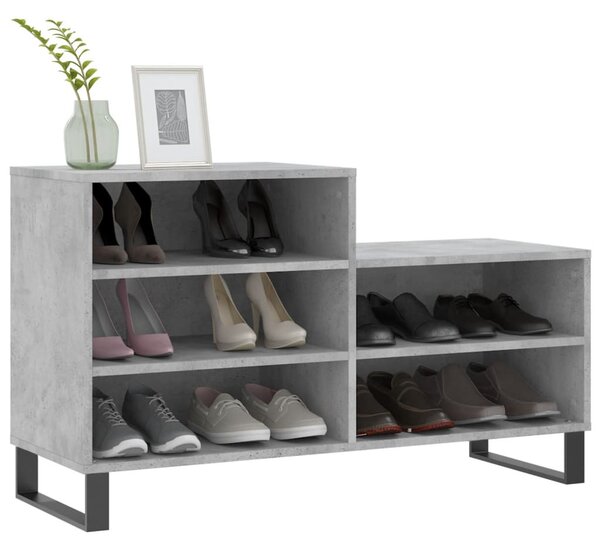 Betonszürke szerelt fa cipőszekrény 102x36x60 cm
