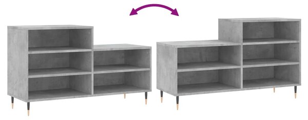 Betonszürke szerelt fa cipőszekrény 102x36x60 cm