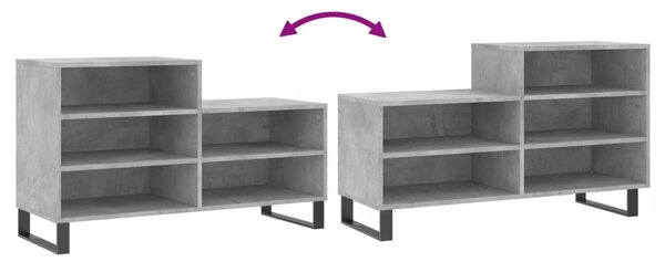 Betonszürke szerelt fa cipőszekrény 102x36x60 cm