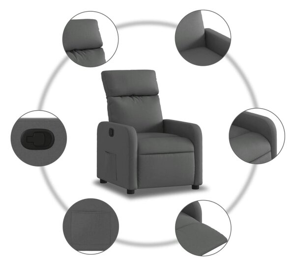 Sötétszürke szövet dönthető fotel