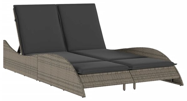 VidaXL szürke polyrattan napozóágy párnákkal 114x205x73 cm