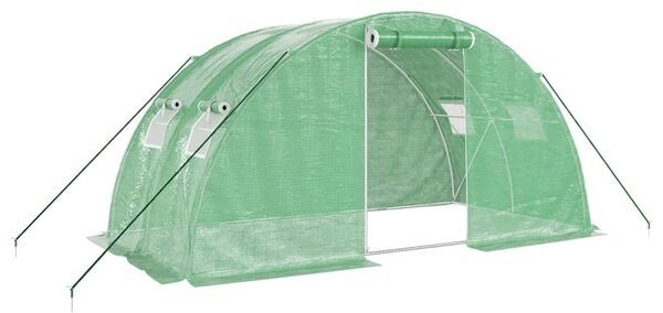 Zöld acélvázas melegház 8 m² 4 x 2 x 2 m