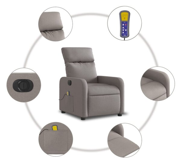 Tópszínű szövet elektromos dönthető masszázsfotel