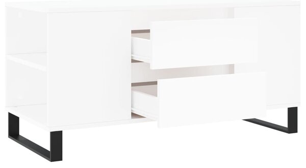 Fehér szerelt fa dohányzóasztal 102x44,5x50 cm