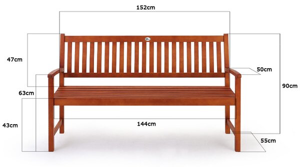 MAXIMA kerti pad, 152x55x90cm, természetes barna Casaria