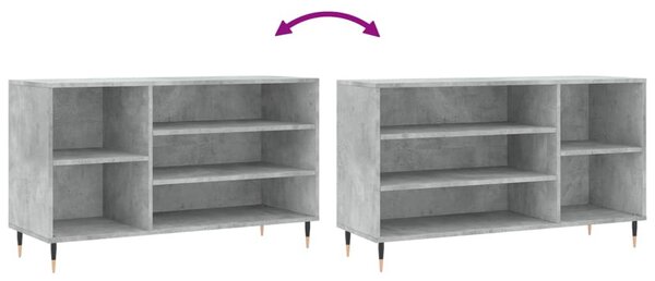 Betonszürke szerelt fa cipőszekrény 102x36x60 cm