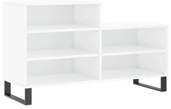 Magasfényű fehér szerelt fa cipősszekrény 102x36x60 cm