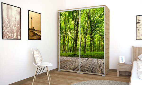 Italy style tolóajtós gardrób, Ajtó mintákkal, 160 cm