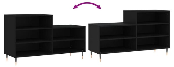 Fekete szerelt fa cipősszekrény 102x36x60 cm