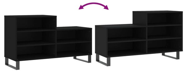 Fekete szerelt fa cipősszekrény 102x36x60 cm