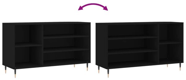 Fekete szerelt fa cipősszekrény 102x36x60 cm