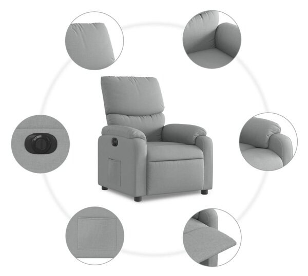 Világosszürke szövet elektromos dönthető fotel