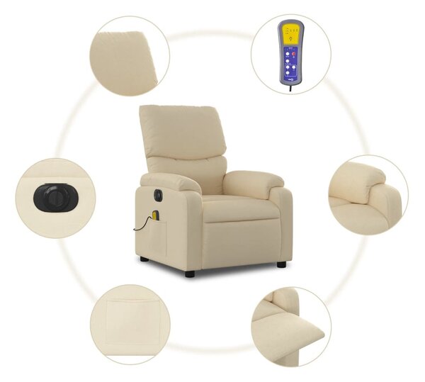 Krémszínű szövet dönthető elektromos masszázsfotel