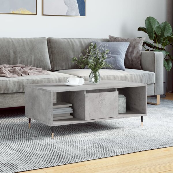 Betonszürke szerelt fa dohányzóasztal 90x50x36,5 cm