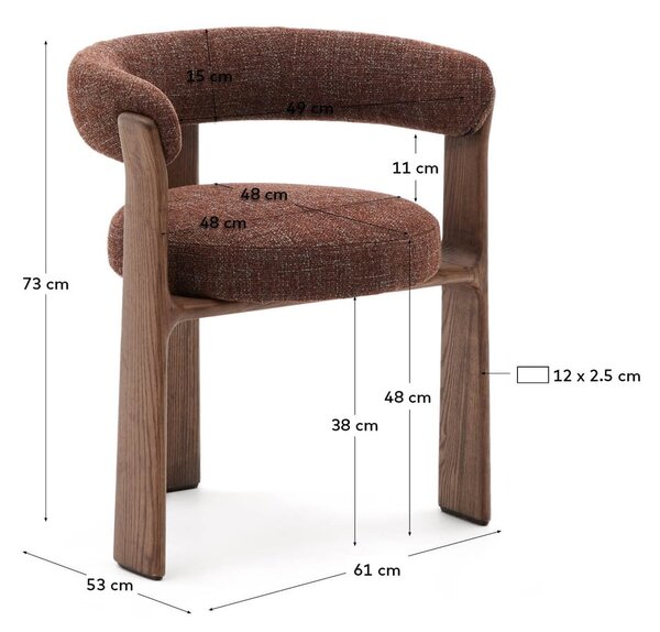 Barna kőrisfa karfás étkezőfotel Granite – Kave Home