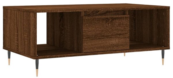 Barna tölgyszínű szerelt fa dohányzóasztal 90x50x36,5 cm