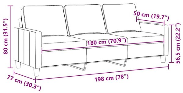 3 személyes krémszínű szövet kanapé 180 cm
