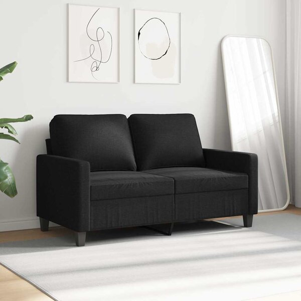 Kétszemélyes fekete szövetkanapé 120 cm