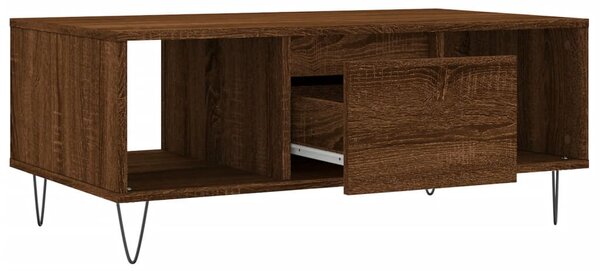 Barna tölgyszínű szerelt fa dohányzóasztal 90x50x36,5 cm