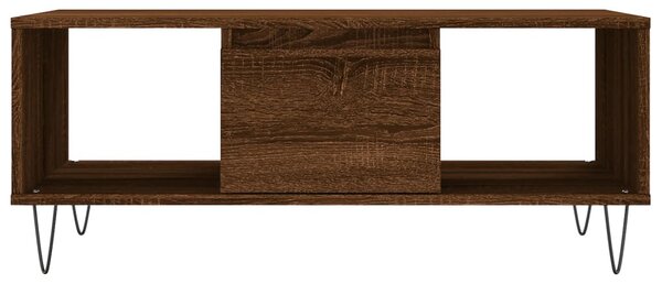 Barna tölgyszínű szerelt fa dohányzóasztal 90x50x36,5 cm
