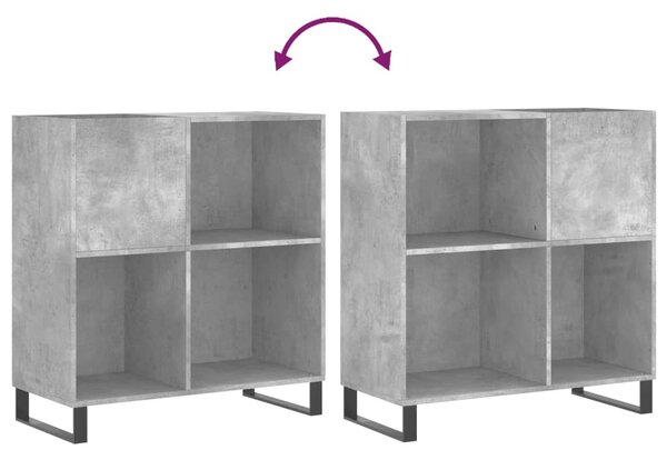 Betonszürke szerelt fa hanglemezszekrény 84,5 x 38 x 89 cm