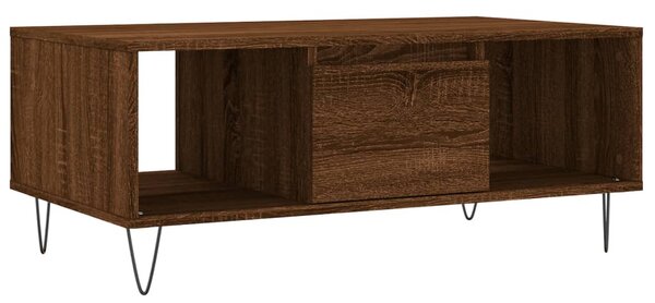 Barna tölgyszínű szerelt fa dohányzóasztal 90x50x36,5 cm
