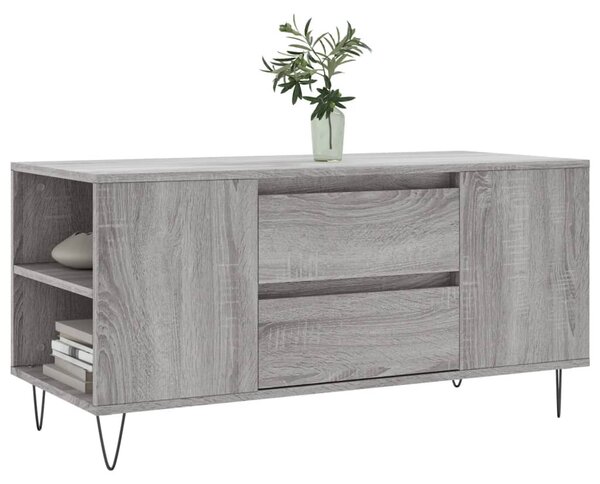Szürke sonoma színű szerelt fa dohányzóasztal 102x44,5x50 cm