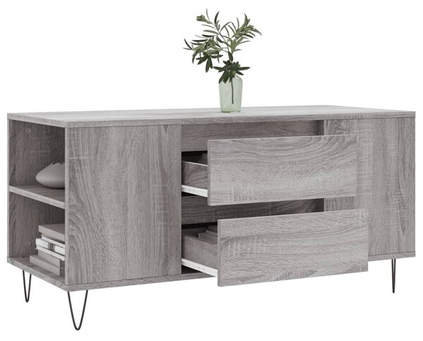 Szürke sonoma színű szerelt fa dohányzóasztal 102x44,5x50 cm
