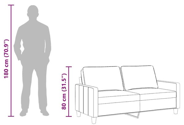 Kétszemélyes világosszürke szövetkanapé 140 cm