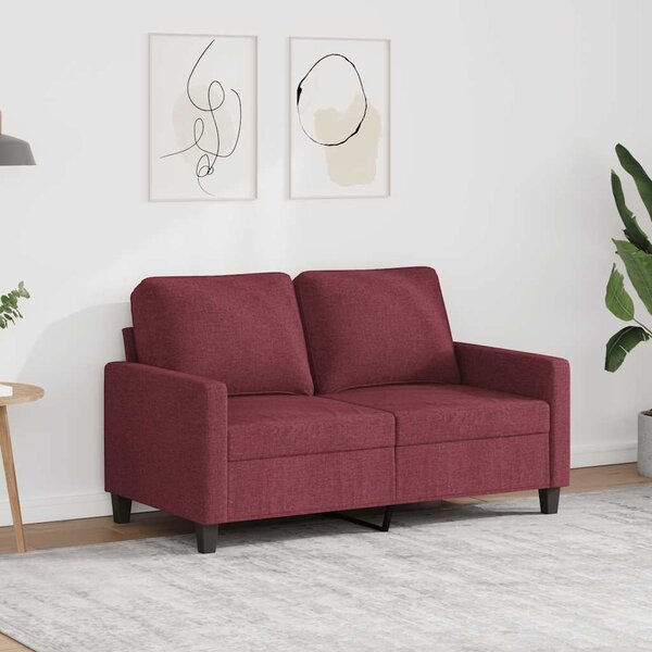 Kétszemélyes bordó szövet kanapé 120 cm