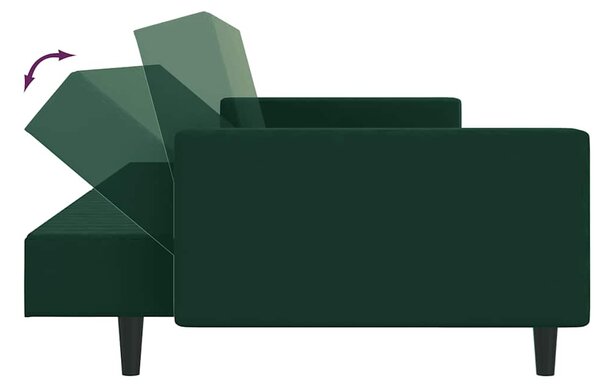 Kétszemélyes sötétzöld bársony kanapéágy