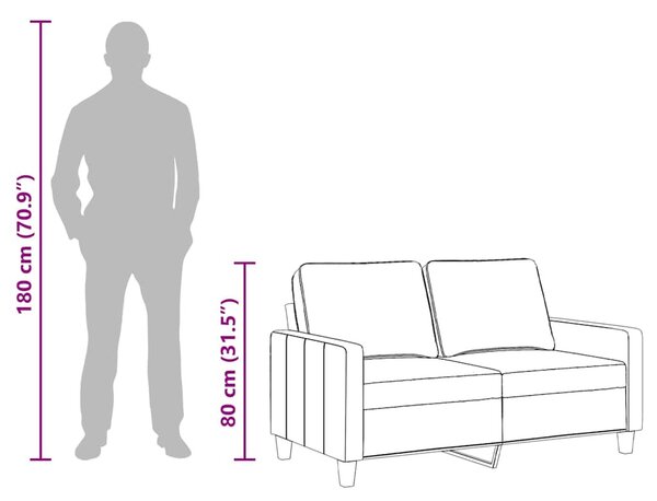 Kétszemélyes fekete szövetkanapé 120 cm
