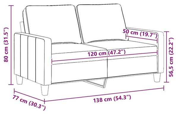 Kétszemélyes krémszínű szövetkanapé 120 cm