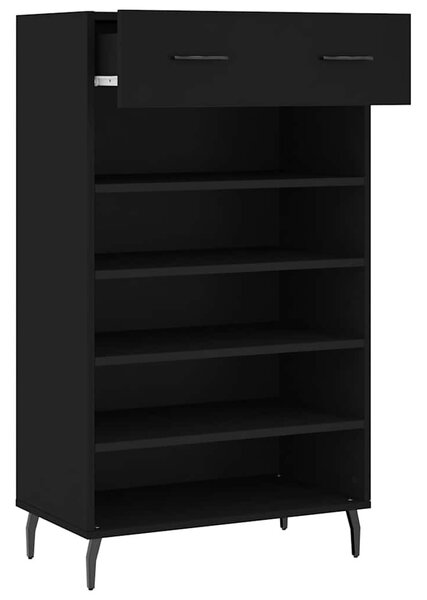 Fekete szerelt fa cipőszekrény 60 x 35 x 105 cm