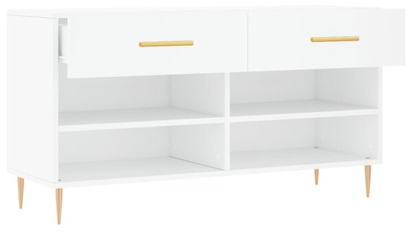 Fehér szerelt fa cipőpolc 102x35x55 cm